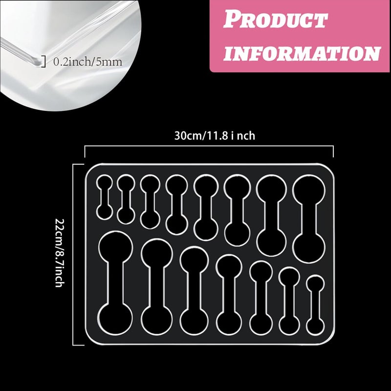 beinkmake 15 in 1 Dumbbell Router Template Acrylic Clear Valet Tray Router Template for Woodworking Drawing Inlay Templates Charcuterie Board Handicraft Decorative Templates 11.8x8.6 inch - Image 2